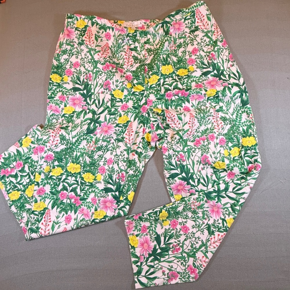 RSVP by Talbots Wildflower Floral Ankle Pants Pink Yellow Green 20W Plus Sz 2466